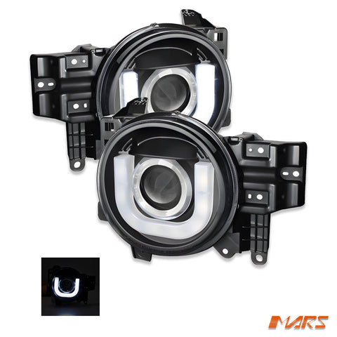 Black 3D LED Day - Time DRL Dual Beam Projector Head Lights for Toyota FJ - Cruiser 2006 - 2022 - Mars Performance