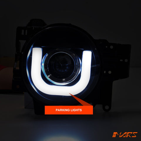 Black 3D LED Day - Time DRL Dual Beam Projector Head Lights for Toyota FJ - Cruiser 2006 - 2022 - Mars Performance