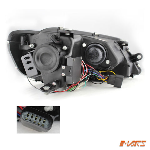 Black 3D LED DRL Projector Head Lights for VolksWagen VW Jetta 1B 2011 - 2017 - Mars Performance