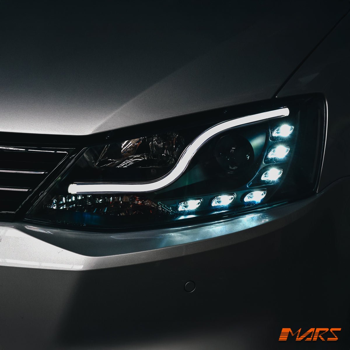 Black 3D LED DRL Projector Head Lights for VolksWagen VW Jetta 1B 2011 - 2017 - Mars Performance