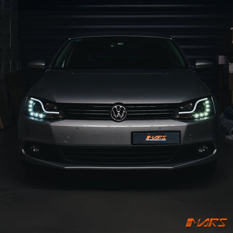Black 3D LED DRL Projector Head Lights for VolksWagen VW Jetta 1B 2011 - 2017 - Mars Performance