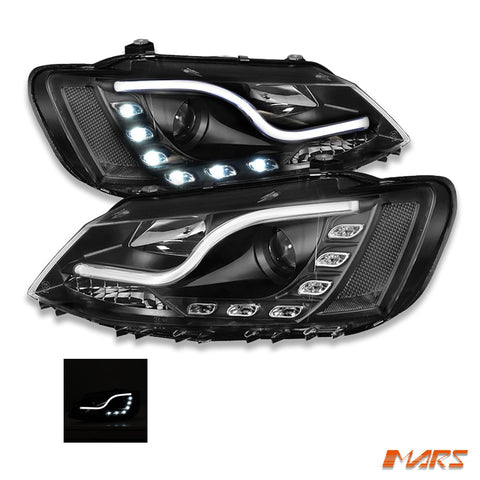 Black 3D LED DRL Projector Head Lights for VolksWagen VW Jetta 1B 2011 - 2017 - Mars Performance