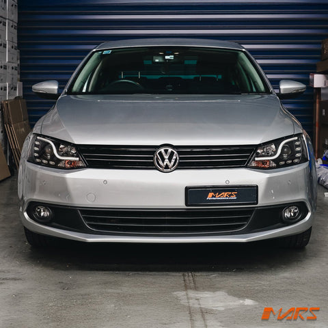 Black 3D LED DRL Projector Head Lights for VolksWagen VW Jetta 1B 2011 - 2017 - Mars Performance