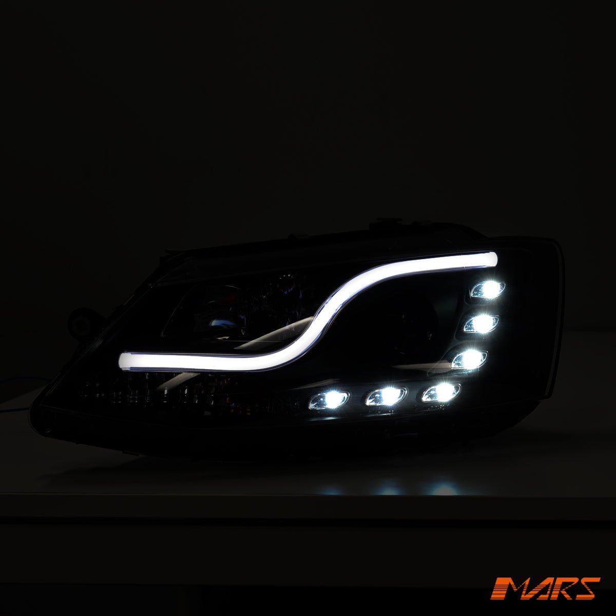 Black 3D LED DRL Projector Head Lights for VolksWagen VW Jetta 1B 2011 - 2017 - Mars Performance