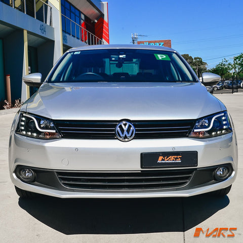 Black 3D LED DRL Projector Head Lights for VolksWagen VW Jetta 1B 2011 - 2017 - Mars Performance