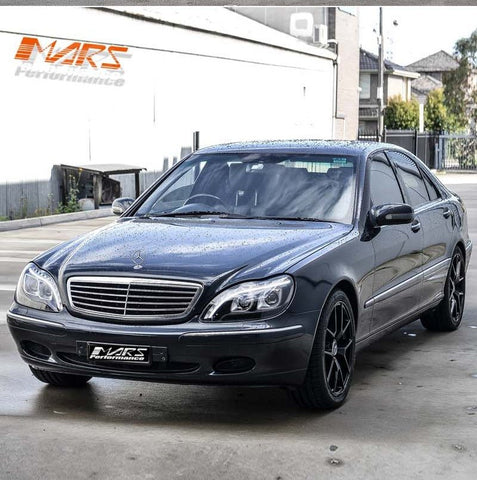 Black 3D LED Stripe DRL Projector Head Lights for Mercedes - Benz S Class W220 1998 - 2005 with LED Indicators - Mars Performance