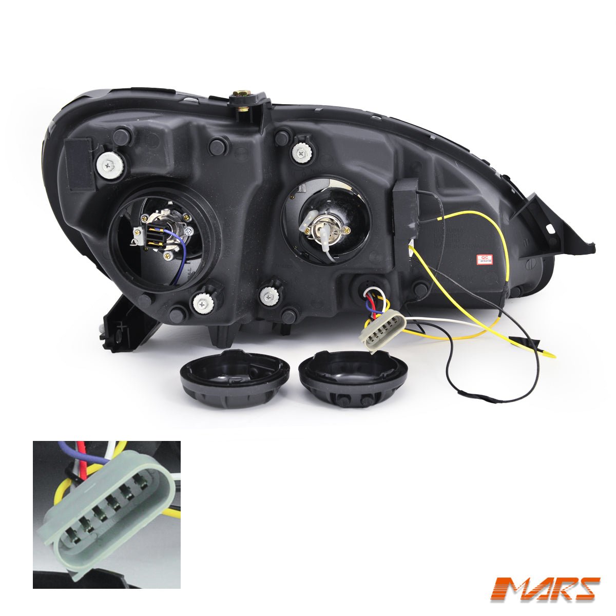 Black 3D LED Stripe DRL Projector Head Lights for Mercedes - Benz S Class W220 1998 - 2005 with LED Indicators - Mars Performance