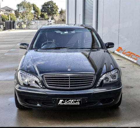 Black 3D LED Stripe DRL Projector Head Lights for Mercedes - Benz S Class W220 1998 - 2005 with LED Indicators - Mars Performance