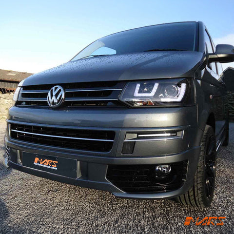 Black 3D LED Stripe DRL Projector Head Lights for VolksWagen VW Transporter T5.1 2011 - 2015 LCI - Mars Performance