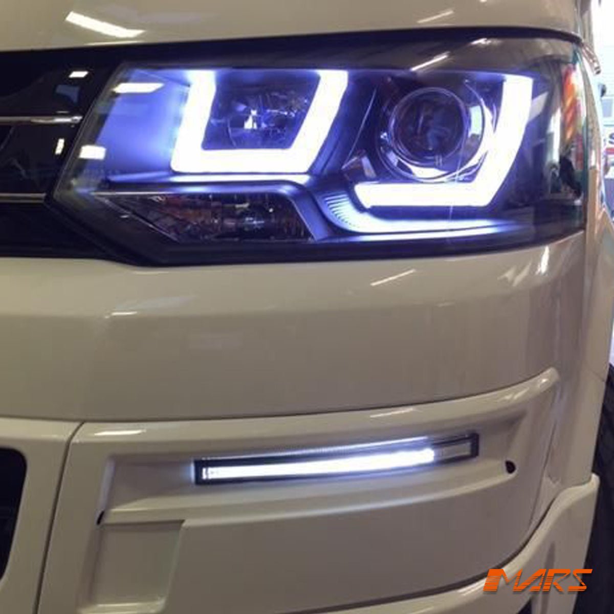 Black 3D LED Stripe DRL Projector Head Lights for VolksWagen VW Transporter T5.1 2011 - 2015 LCI - Mars Performance