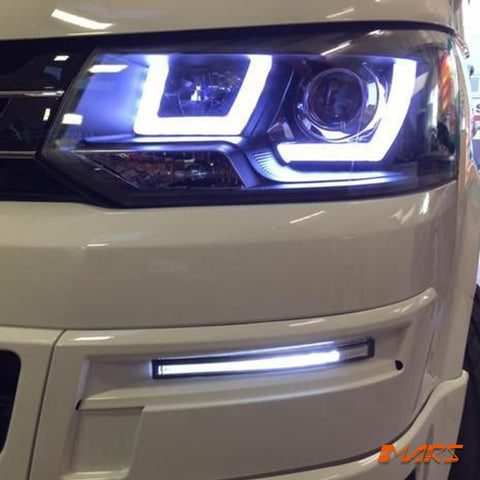 Black 3D LED Stripe DRL Projector Head Lights for VolksWagen VW Transporter T5.1 2011 - 2015 LCI - Mars Performance