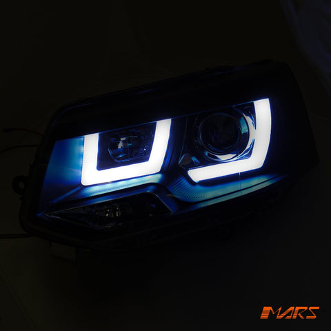 Black 3D LED Stripe DRL Projector Head Lights for VolksWagen VW Transporter T5.1 2011 - 2015 LCI - Mars Performance