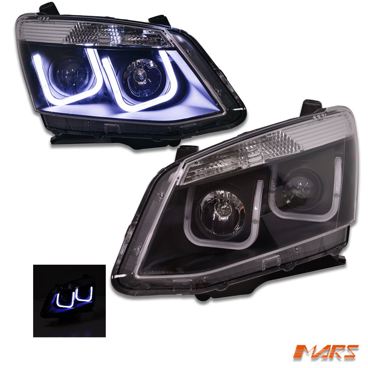 Black 3D LED Stripe & Projector Head Lights for ISUZU D - MAX UTE 2012 - 2016 - Mars Performance