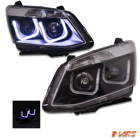 Black 3D LED Stripe & Projector Head Lights for ISUZU D - MAX UTE 2012 - 2016 - Mars Performance