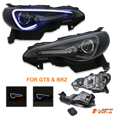 Black 3D Light Bar DRL Projector Head Lights with optional Sequential indicators for Toyota 86 ZN6 GTS & Subaru BRZ ZC6 2012 - 2021 - Mars Performance