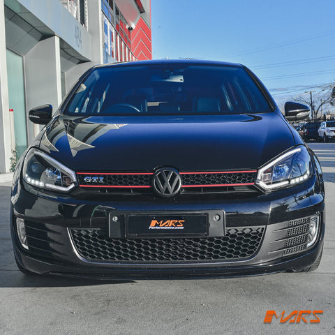 Black 3D Stripe Bar & DRL LED Day Time Projector Head Lights for VolksWagen VW Golf VI MK - 6 - Mars Performance