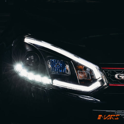 Black 3D Stripe Bar & DRL LED Day Time Projector Head Lights for VolksWagen VW Golf VI MK - 6 - Mars Performance