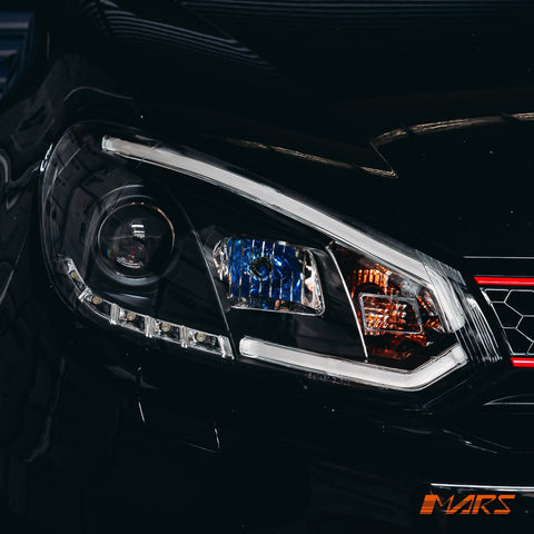 Black 3D Stripe Bar & DRL LED Day Time Projector Head Lights for VolksWagen VW Golf VI MK - 6 - Mars Performance