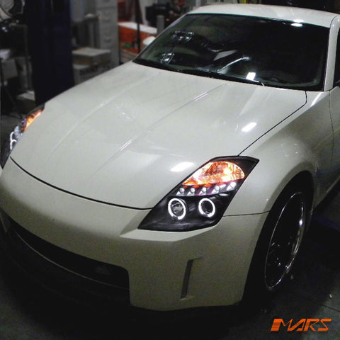 Black Angel Eyes Projector Head Lights for Nissan Z33 350Z 2003 - 2005 Series 1 - Mars Performance