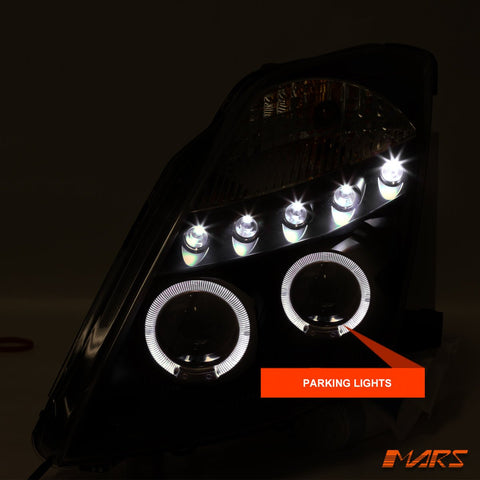 Black Angel Eyes Projector Head Lights for Nissan Z33 350Z 2003 - 2005 Series 1 - Mars Performance