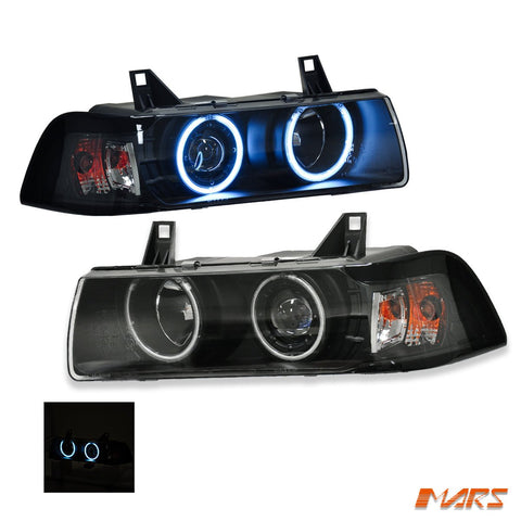 Black CCFL Angel Eyes Head Lights for BMW 3 - Series E36 2 Doors Coupe & Convertible 1992 - 1999 - Mars Performance