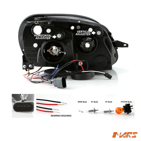 Black CCFL Angel Eyes Head Lights for Mercedes - Benz SLK R170 1997 - 2004 - Mars Performance