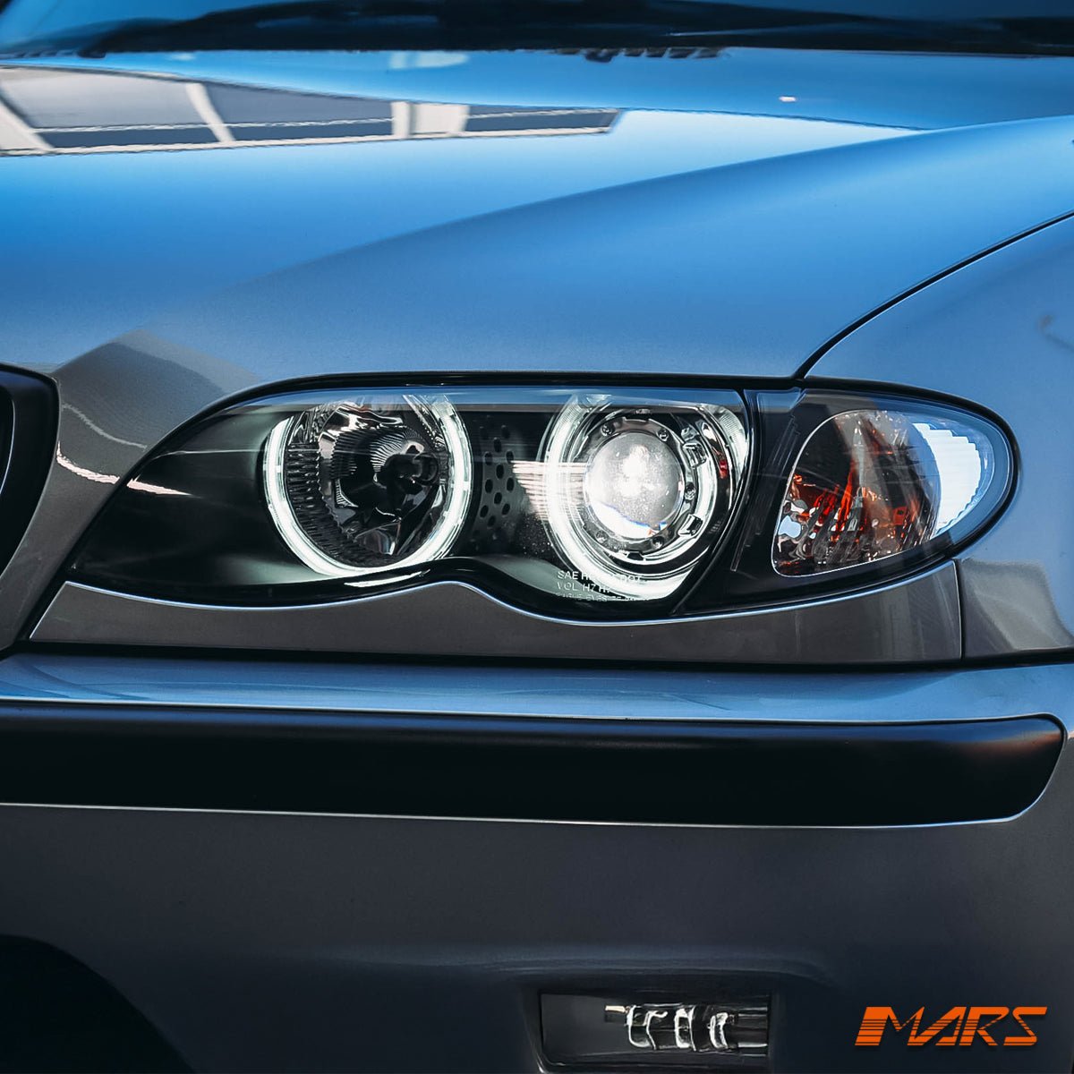 Black CCFL Angel - Eyes Projector Head Lights for BMW 3 - Series E46 Sedan & Wagon LCI Facelift 2002 - 2004 - Mars Performance