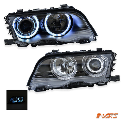 Black CCFL Angel - Eyes Projector Head Lights for BMW 3 - Series E46 Sedan & Wagon LCI Facelift 2002 - 2004 - Mars Performance