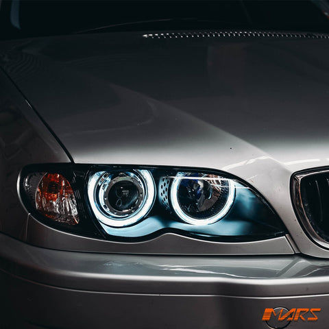 Black CCFL Angel - Eyes Projector Head Lights for BMW 3 - Series E46 Sedan & Wagon LCI Facelift 2002 - 2004 - Mars Performance