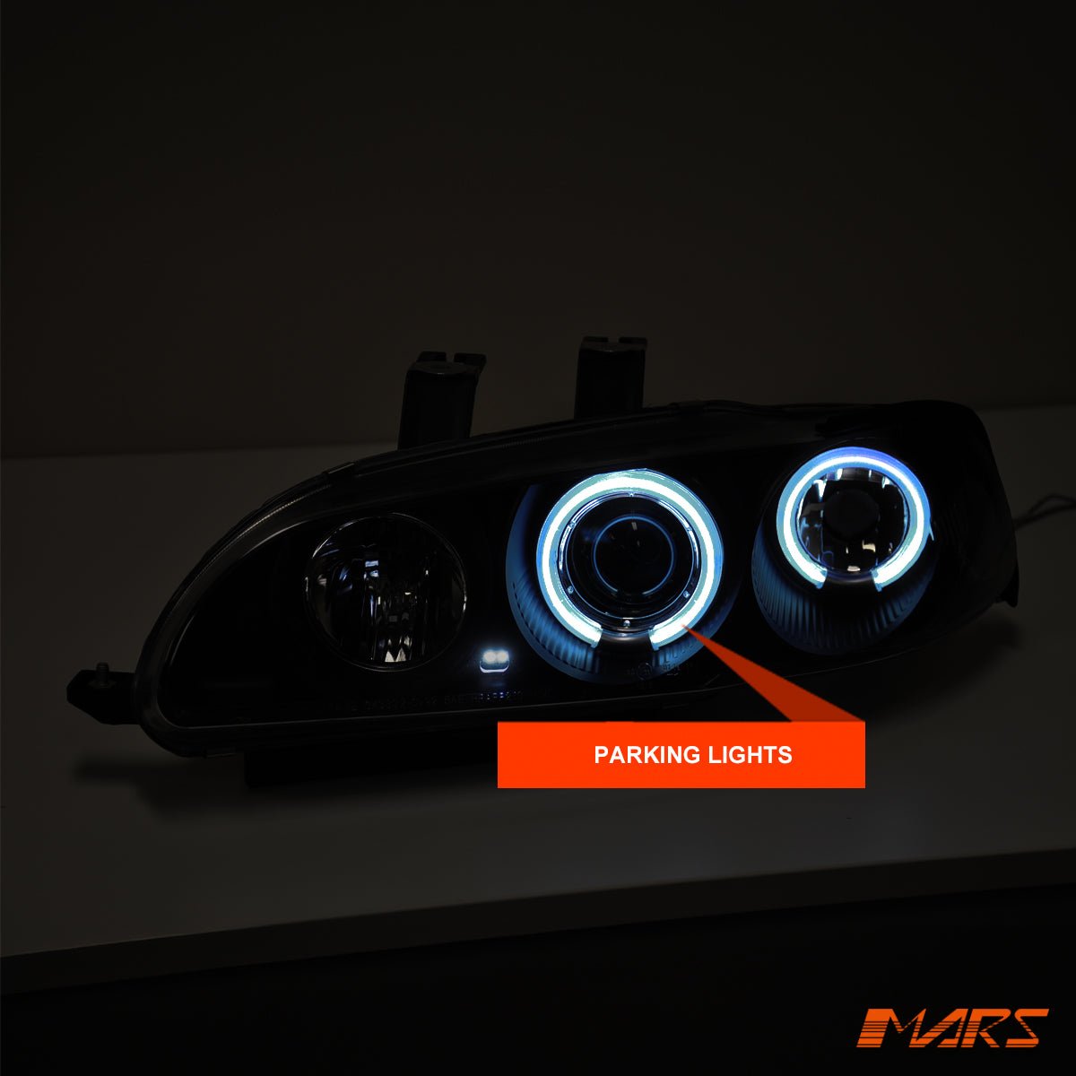 Black CCFL Angel - Eyes Projector Head Lights for Honda Civic EG 1992 - 1995 Hatch - Mars Performance