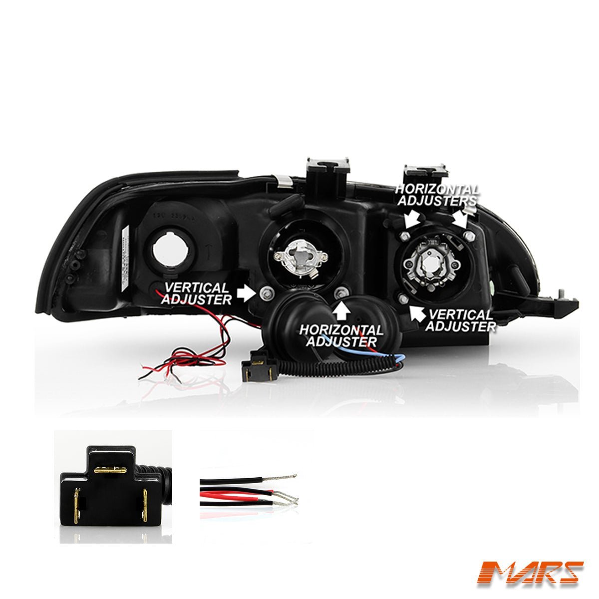 Black CCFL Angel - Eyes Projector Head Lights for Honda Civic EG 1992 - 1995 Hatch - Mars Performance