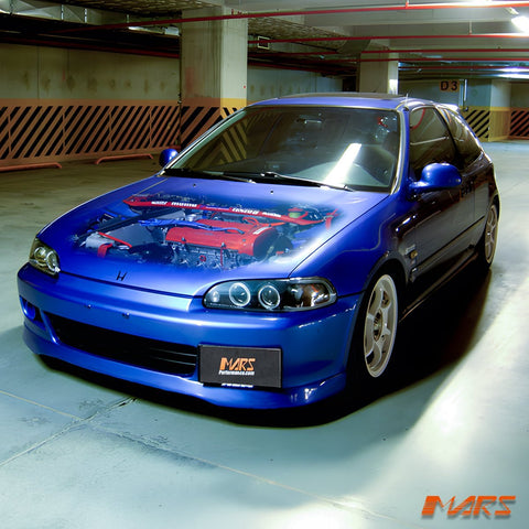 Black CCFL Angel - Eyes Projector Head Lights for Honda Civic EG 1992 - 1995 Hatch - Mars Performance