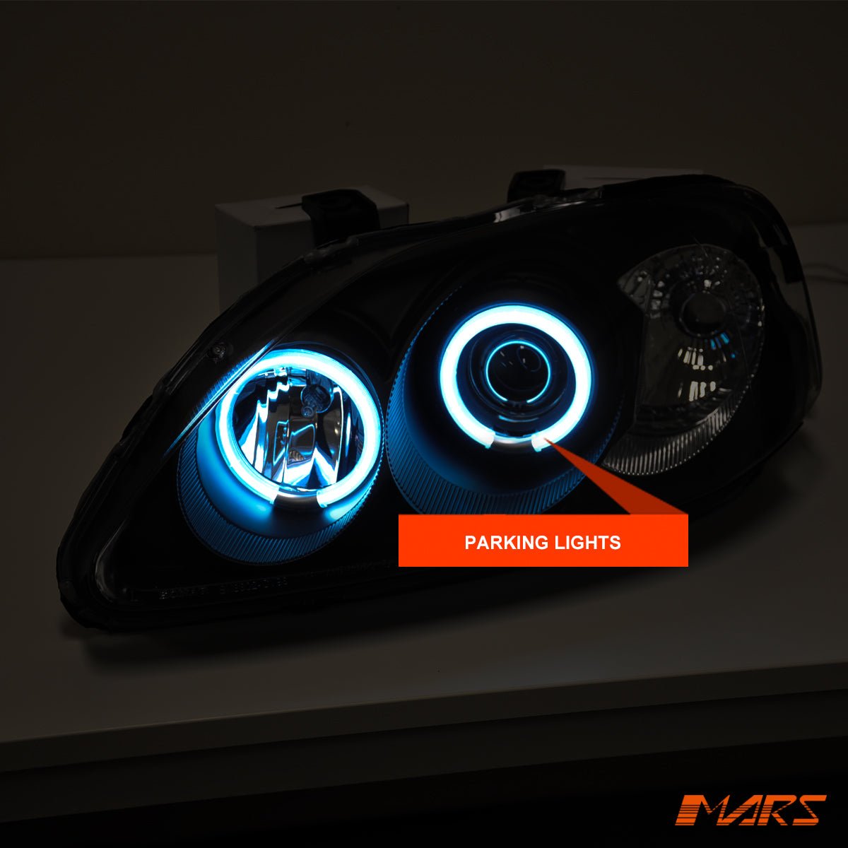 Black CCFL Angel - Eyes Projector Head Lights for Honda Civic EK 1999 - 2000 - Mars Performance