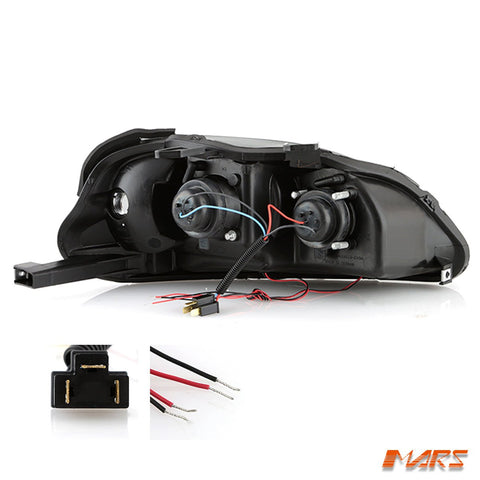 Black CCFL Angel - Eyes Projector Head Lights for Honda Civic EK 1999 - 2000 - Mars Performance