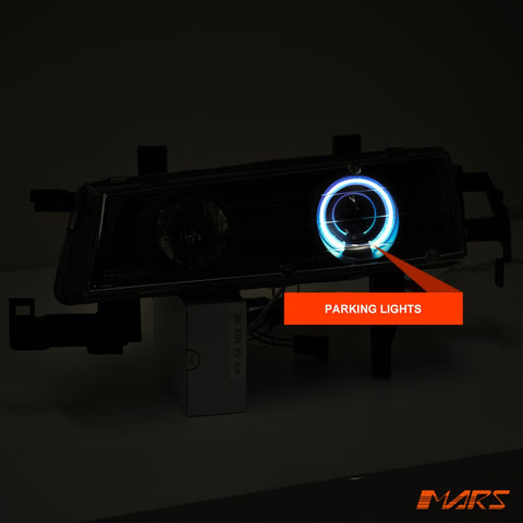 Black CCFL Angel - Eyes Projector Head Lights for Honda Prelude 1992 - 1996 - Mars Performance