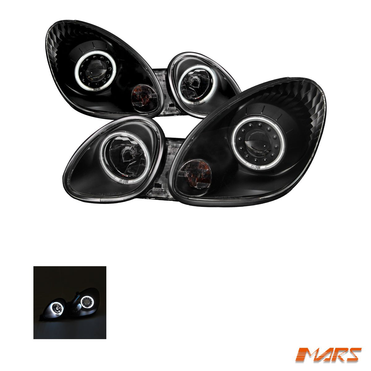 Black CCFL Angel - Eyes Projector Head Lights for Lexus GS300 1998 - 2005 JZS160R - Mars Performance