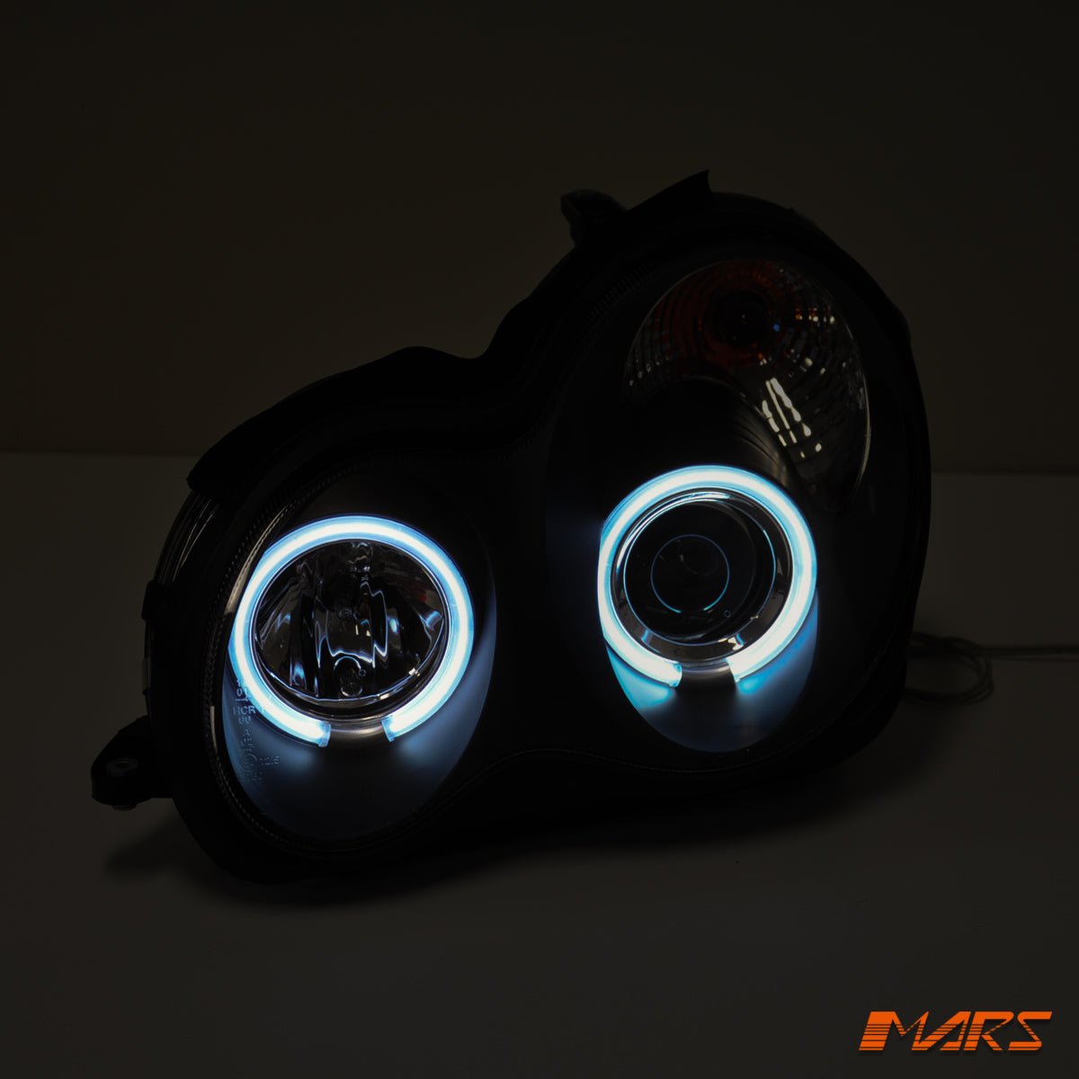 Black CCFL Angel Eyes Projector Head Lights for Mercedes - Benz C - Class W203 Sedan & Wagon 2000 - 2007 - Mars Performance