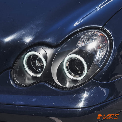 Black CCFL Angel Eyes Projector Head Lights for Mercedes - Benz C - Class W203 Sedan & Wagon 2000 - 2007 - Mars Performance