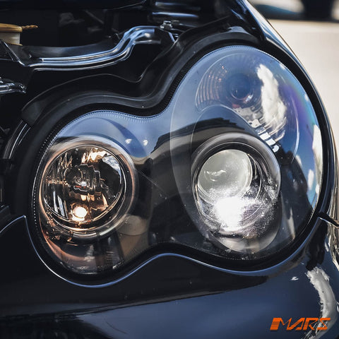 Black CCFL Angel Eyes Projector Head Lights for Mercedes - Benz C - Class W203 Sedan & Wagon 2000 - 2007 - Mars Performance