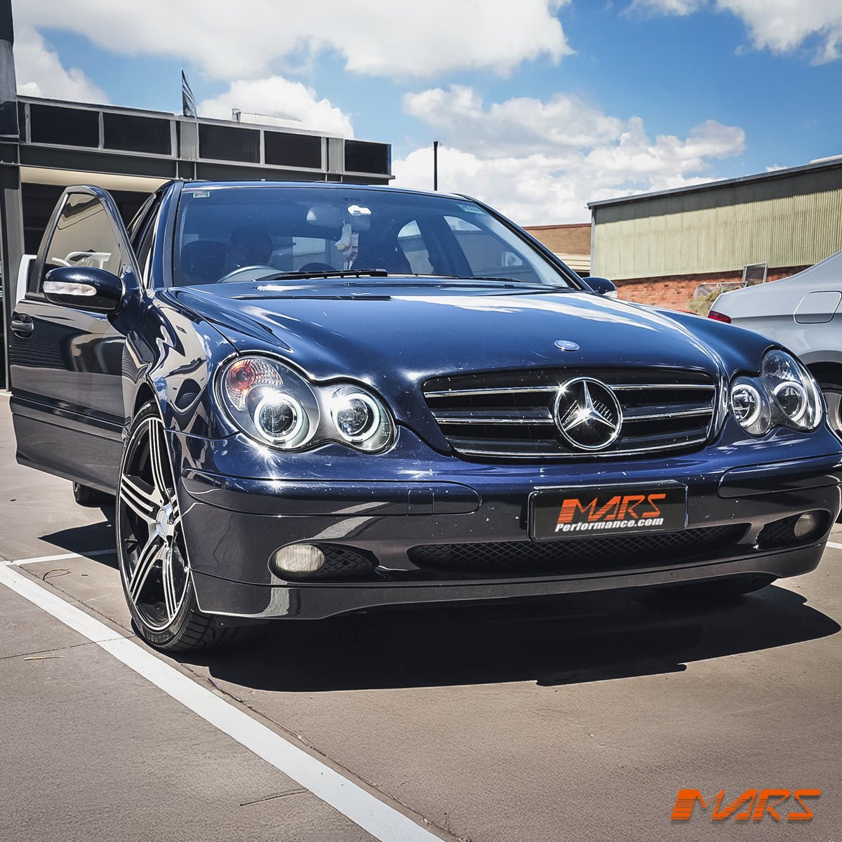 Black CCFL Angel Eyes Projector Head Lights for Mercedes - Benz C - Class W203 Sedan & Wagon 2000 - 2007 - Mars Performance