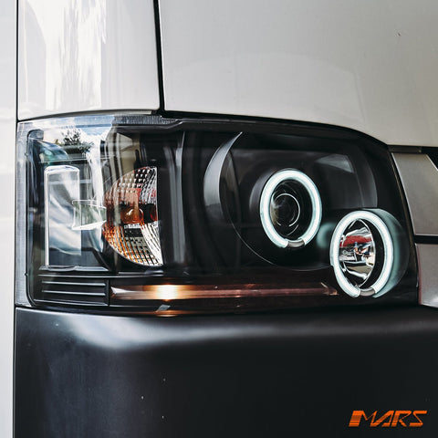 Black CCFL Angel Eyes Projector Head Lights for Toyota Hiace VAN 2005 - 2010 - Mars Performance