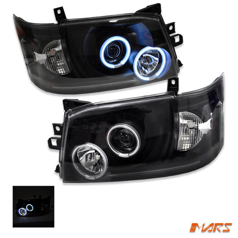 Black CCFL Angel Eyes Projector Head Lights for Toyota Hiace VAN 2005 - 2010 - Mars Performance