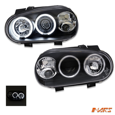 Black CCFL Angel Eyes Projector Head Lights for VolksWagen Golf IV 1999 - 2004 MK - 4 - Mars Performance