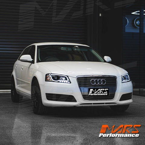 Black DAY - Time 3D LED DRL Projector Head Lights for AUDI A3 8P 2003 - 2008 Pre Facelift model - Mars Performance
