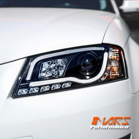 Black DAY - Time 3D LED DRL Projector Head Lights for AUDI A3 8P 2003 - 2008 Pre Facelift model - Mars Performance