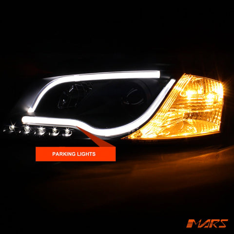 Black DAY - Time 3D LED DRL Projector Head Lights for AUDI A3 8P 2003 - 2008 Pre Facelift model - Mars Performance