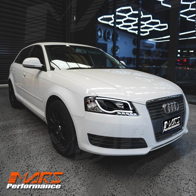 Black DAY - Time 3D LED DRL Projector Head Lights for AUDI A3 8P 2003 - 2008 Pre Facelift model - Mars Performance