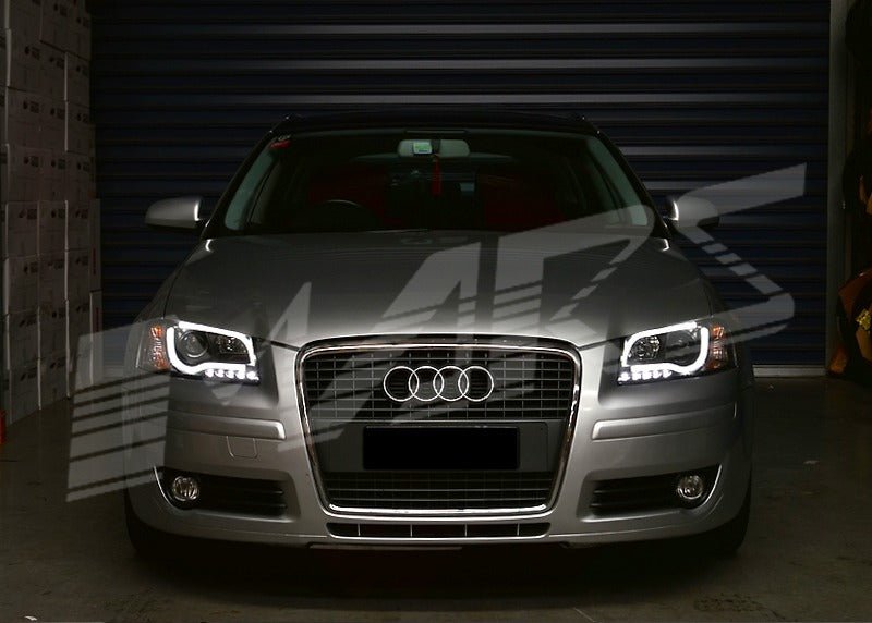 Black DAY - Time 3D LED DRL Projector Head Lights for AUDI A3 8P 2003 - 2008 Pre Facelift model - Mars Performance