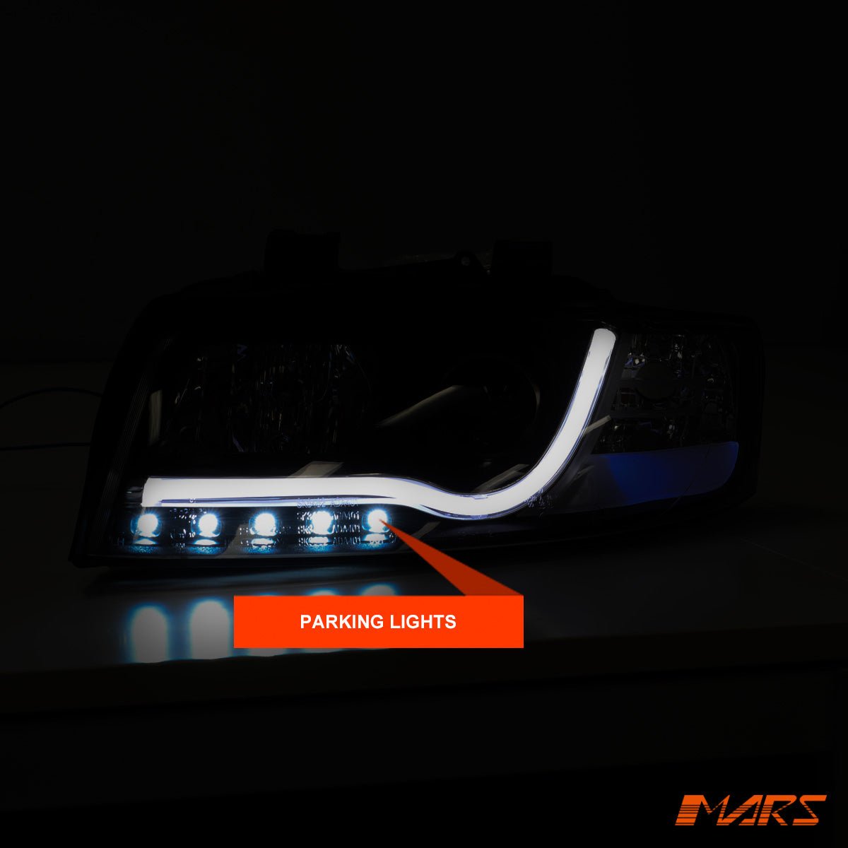Black DAY - TIME 3D LED DRL Projector Head Lights for AUDI A4 B6 2000 - 2005 - Mars Performance