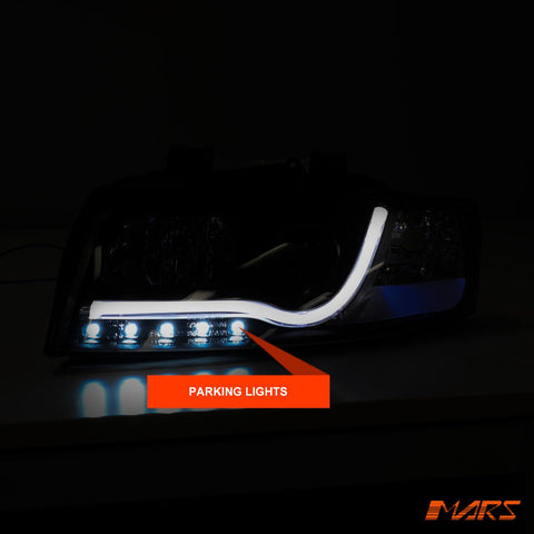 Black DAY - TIME 3D LED DRL Projector Head Lights for AUDI A4 B6 2000 - 2005 - Mars Performance